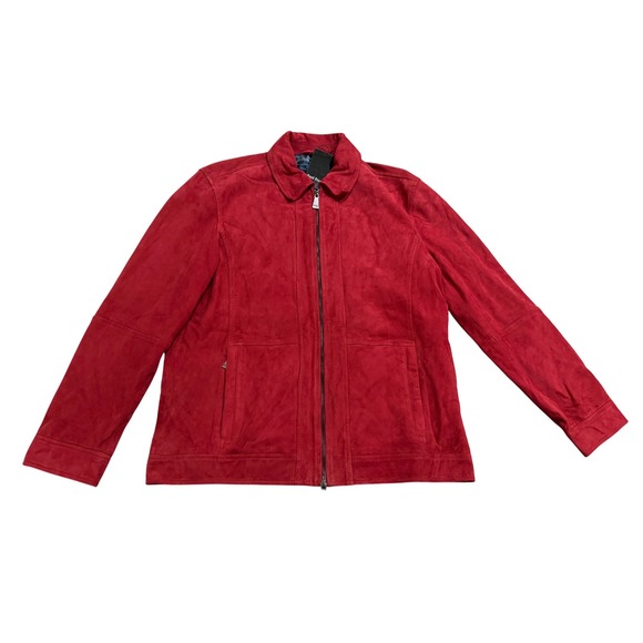 Paul Fredrick Other - Paul Fredrick Suede Leather Jacket Mens L Red New Zip Front Harrington jacket